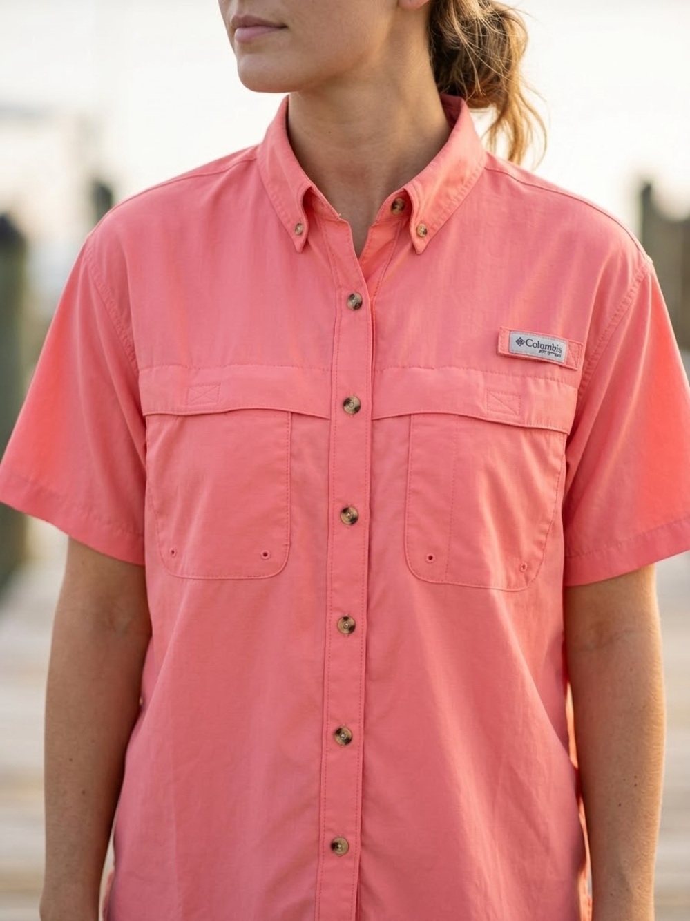 Columbia Coral Button-Down Short Sleeve Shirt